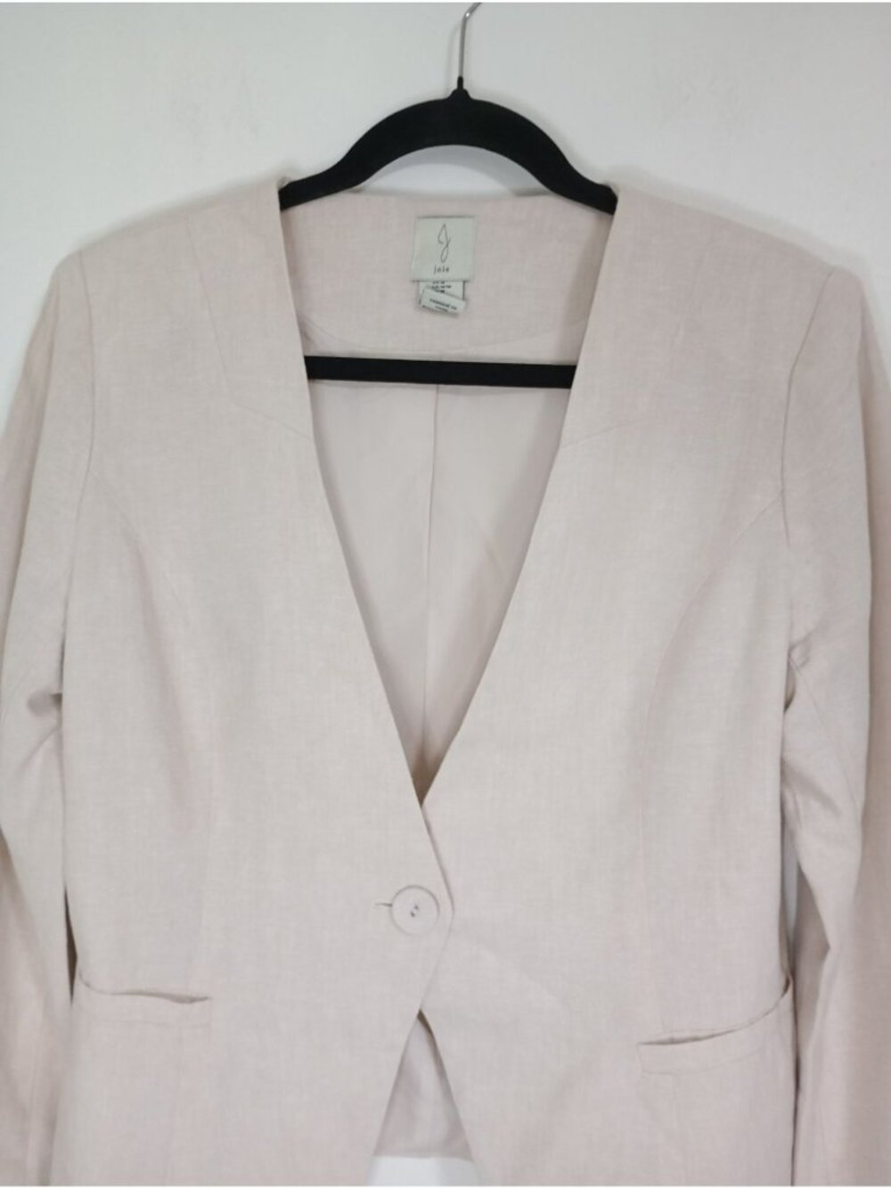 Joie Beige Linen Blend Single-Button Blazer Jacket Womens Size M - Picture 4 of 11